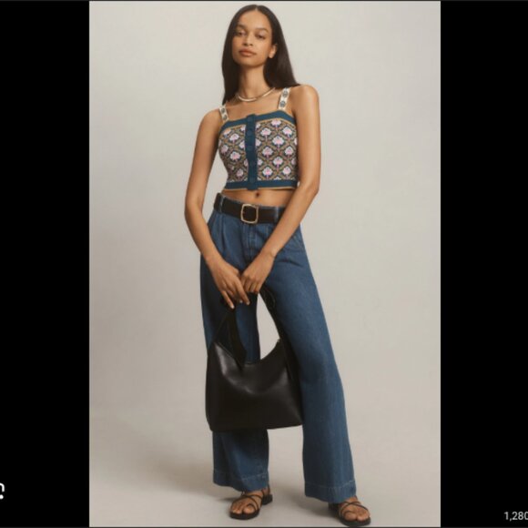 Brand New Maeve Cropped Square Neck Tank Top - Picture 5 of 14